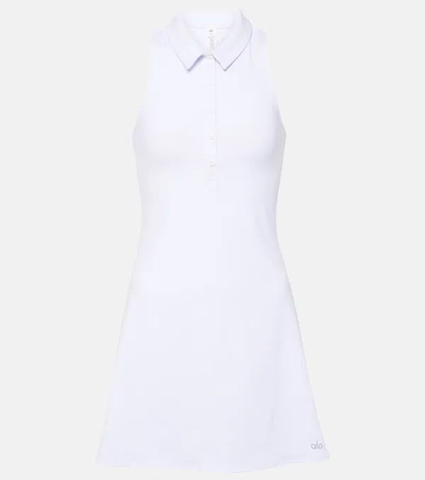 Alo Yoga Charmed White Logo Collared Tennis Dress - Imagen 3