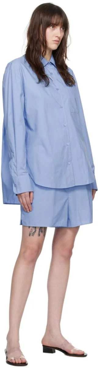 The Frankie Shop Blue Lui Logo Embroidered Front Cotton Boxer Shorts - Imagen 6
