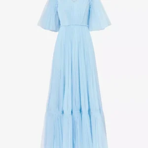 Huishan Zhang x Disney Josephine Plissé Woven Maxi Dress