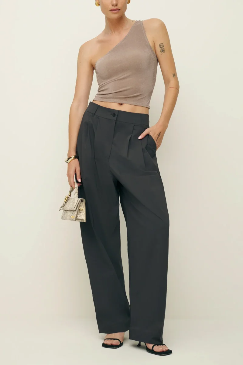 Reformation x Laura Harrier Taupe Maddie Knit One Shoulder Top - Imagen 9