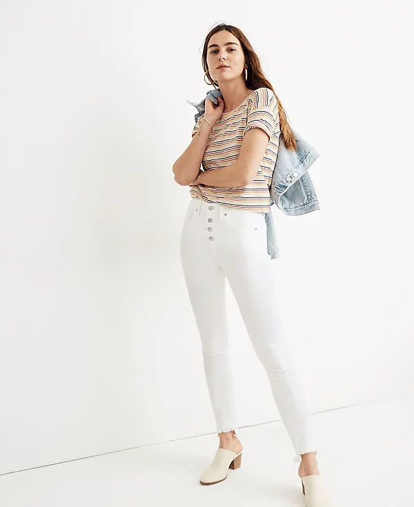 Madewell 10" High-Rise Pure White Skinny Jeans Step-Hem Edition - Imagen 3