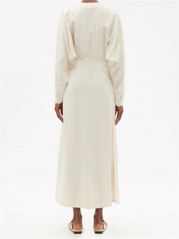 RAEY Cream Dolman-Sleeve Side-Split Wrap Dress - Imagen 6