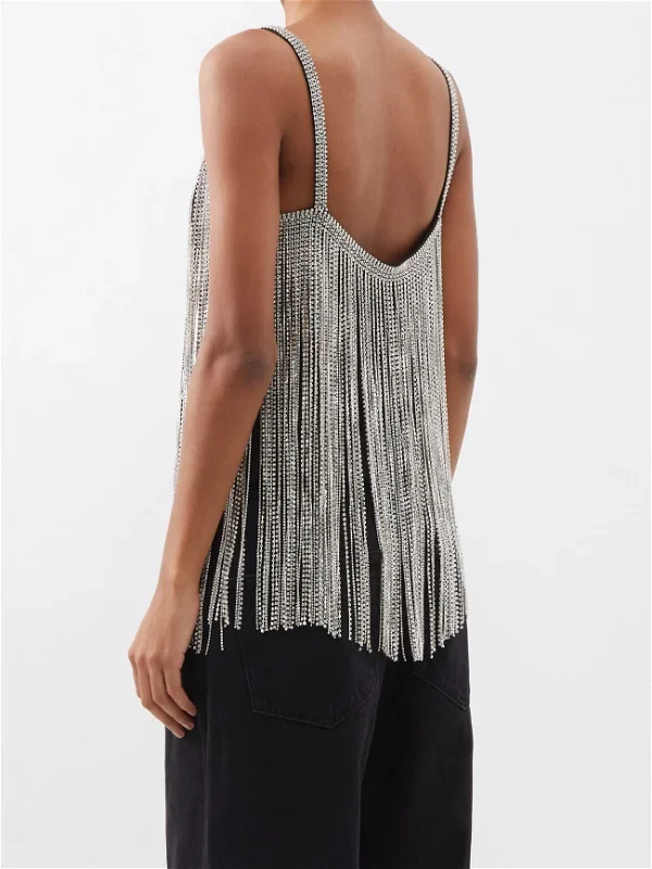 RAEY Crystal Fringe Strappy Cami Top - Imagen 3