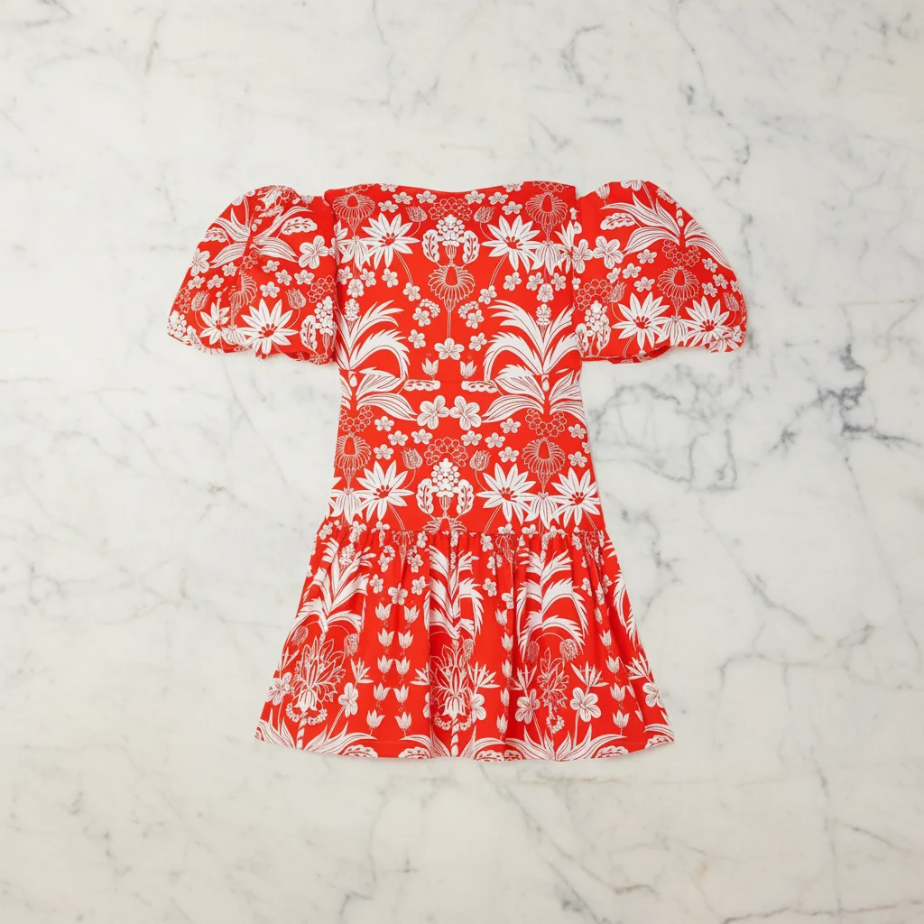 Borgo De Nor Ziggy Red Floral Off Shoulder Hemera Mini Dress - Imagen 4