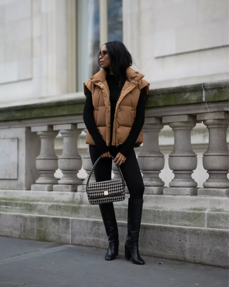 Anine Bing Logo Embroidered Brown Duck Down Padded Gilet Vest Jacket - Imagen 2