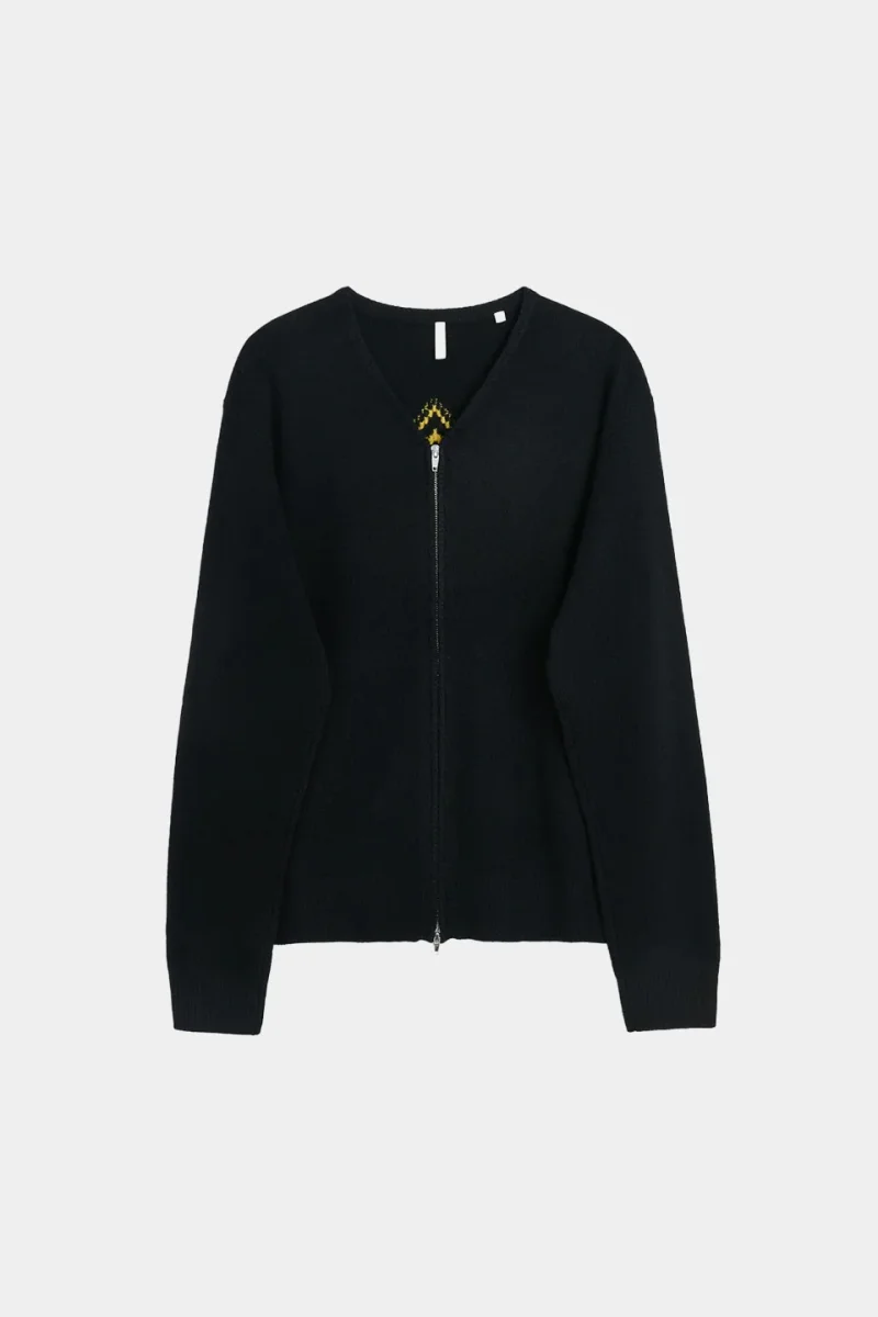 Sunflower Black Movie Merino Wool Zip Cardigan - Imagen 8