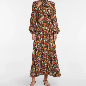 Christopher Kane Psych Floral Cut-Out Midi Dress