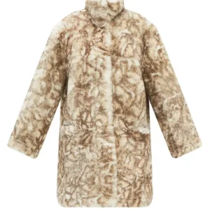 Raey Wildcat Print Shearling Lambskin Car Coat