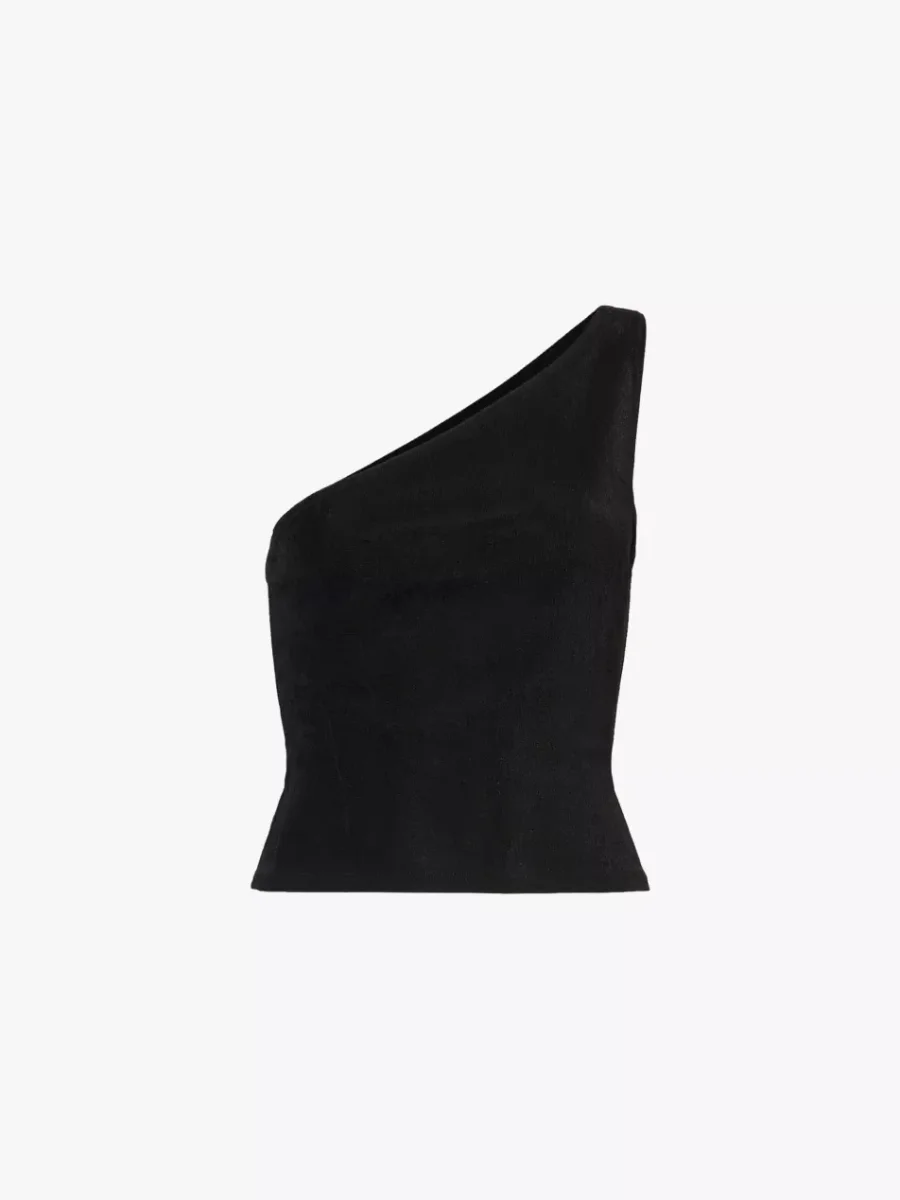 Reformation x Laura Harrier Black Maddie Knit One Shoulder Top - Imagen 3