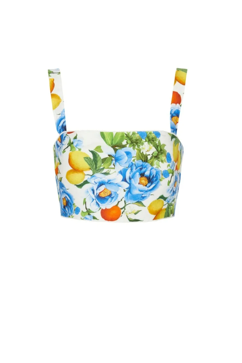 Borgo de Nor Didi Lemon Floral Printed Cropped Top - Imagen 4