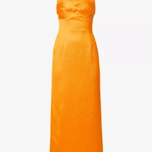 TOVE Lara Golden Yellow Twist Woven Midi Gown