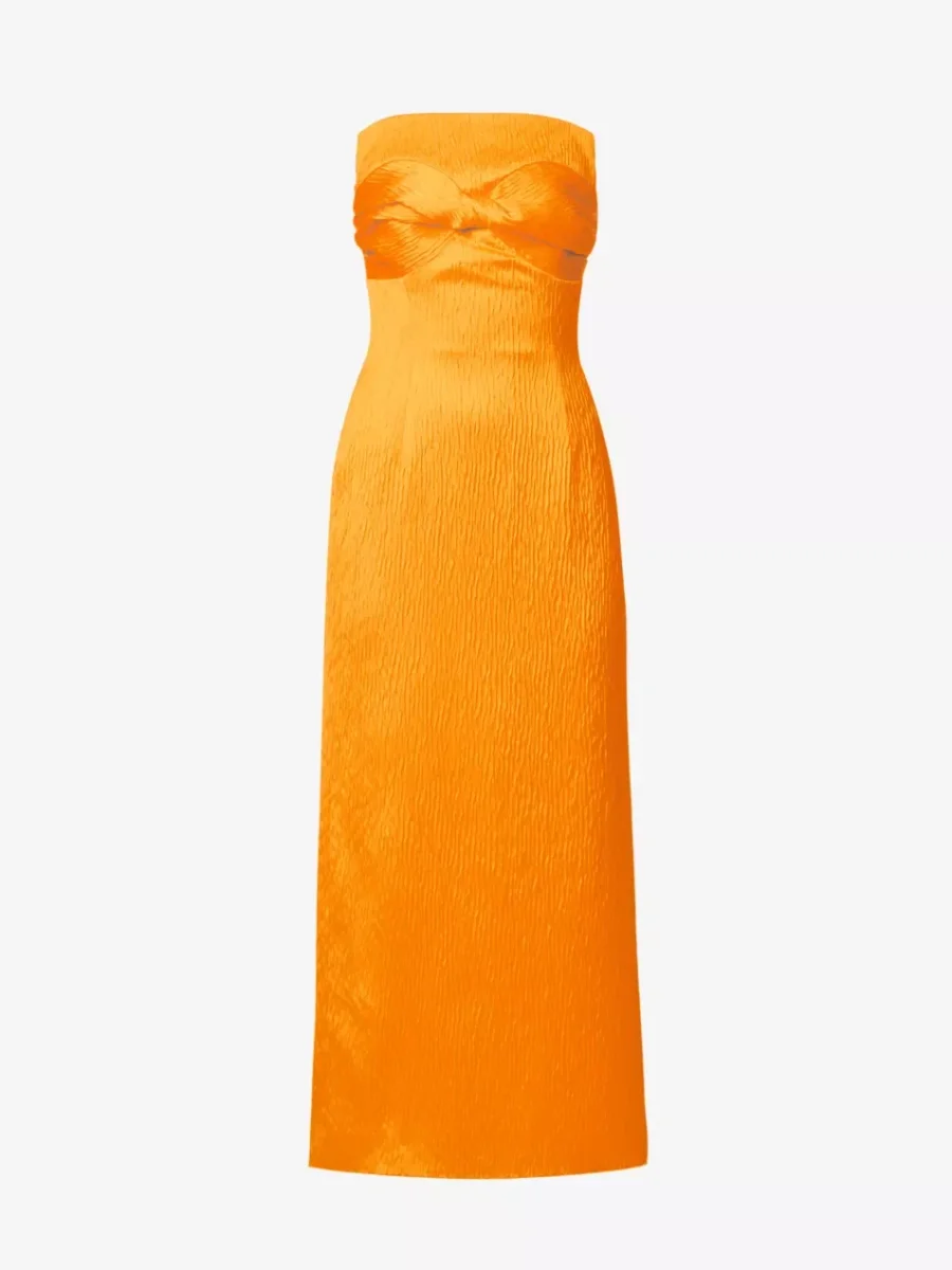 TOVE Lara Golden Yellow Twist Woven Midi Gown - Imagen 2