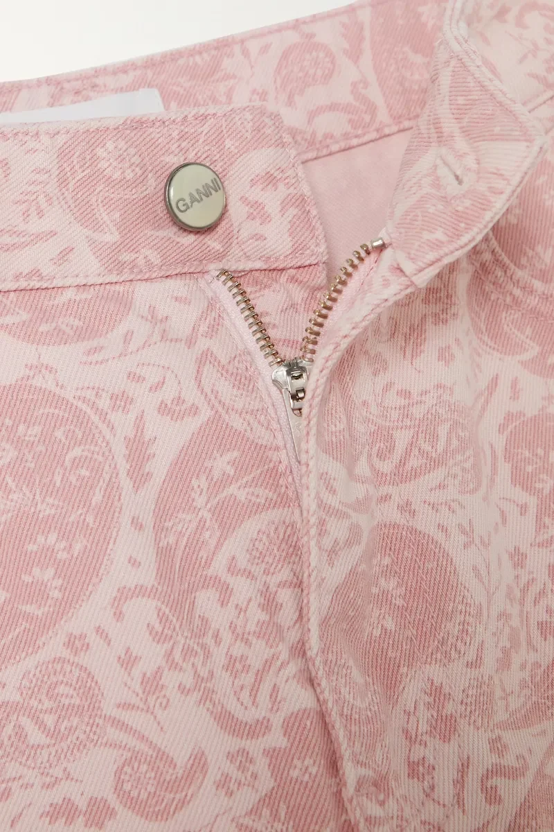 Ganni Pink Paisley-Print Organic Swigy Straight-Leg Jeans - Imagen 4
