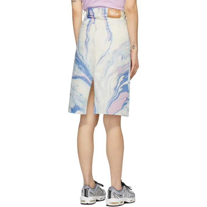 Aries Marble Print Denim Skirt - Imagen 9