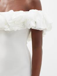 Alexandra Vauthier Bridal White Voluminous Ruffle Neckline Off Shoulder Mini Dress - Imagen 4