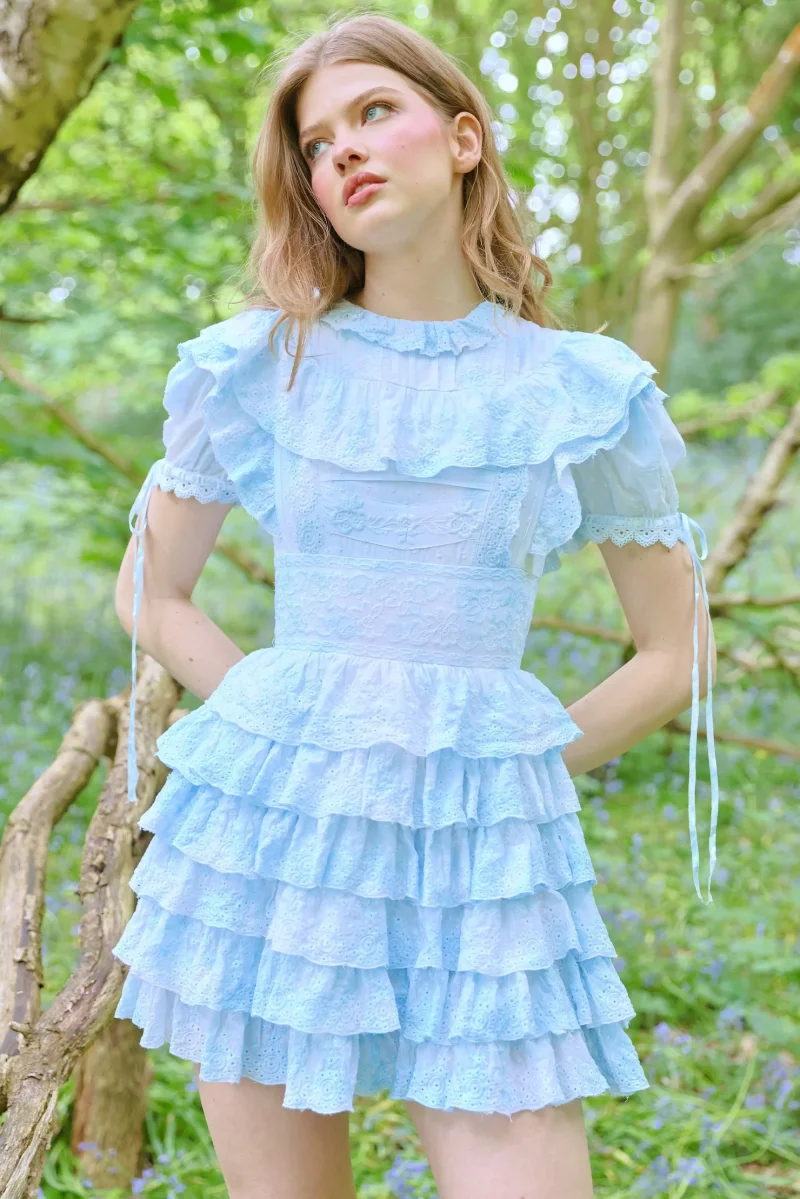 Amy Jane London Eidee Prairie Floral Embroidery Puff Sleeve Dress - Imagen 5