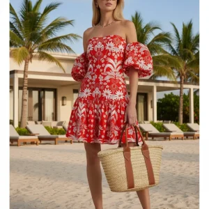 Borgo De Nor Ziggy Red Floral Off Shoulder Hemera Mini Dress