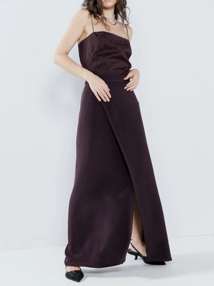 RAEY Wrap Split Silk Maxi Skirt