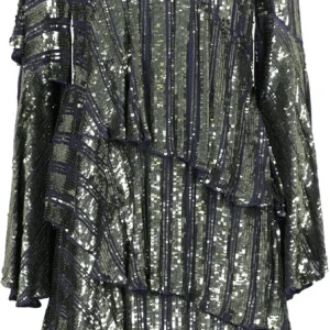 Osman London Green Sequinned Layered Dress