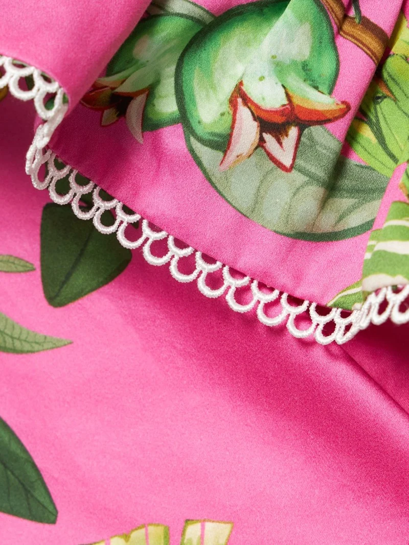 Borgo De Nor Pink Tropical Jazz Printed Cotton Crop Top - Imagen 5