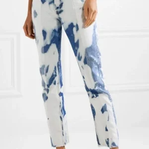 E.L.V. Denim Bleached Effect Straight Leg Jeans
