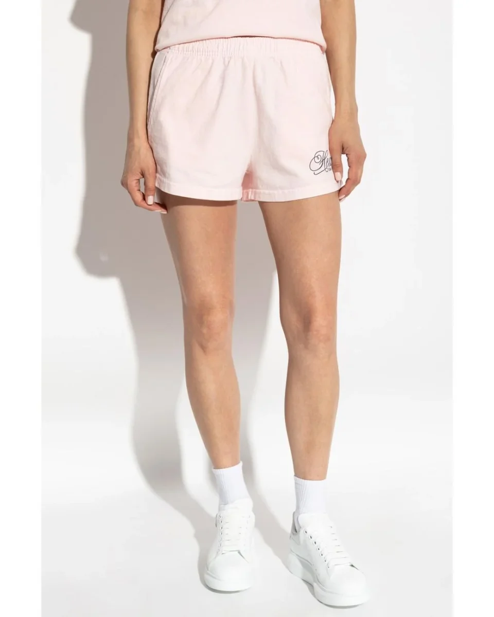 Sporty & Rich Pink Health Club Script Print Disco Shorts - Imagen 4