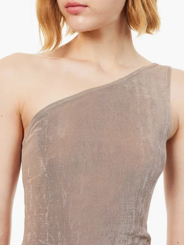 Reformation x Laura Harrier Taupe Maddie Knit One Shoulder Top - Imagen 7