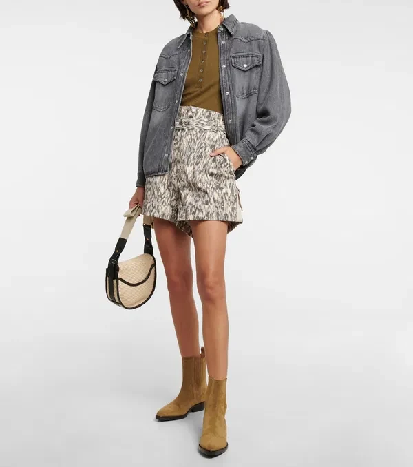 Isabel Marant Etoile Kaloscoe Printed High Waist Belted Cargo Shorts - Imagen 2