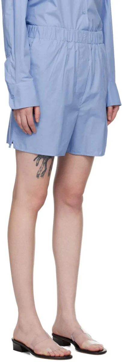 The Frankie Shop Blue Lui Logo Embroidered Front Cotton Boxer Shorts - Imagen 5