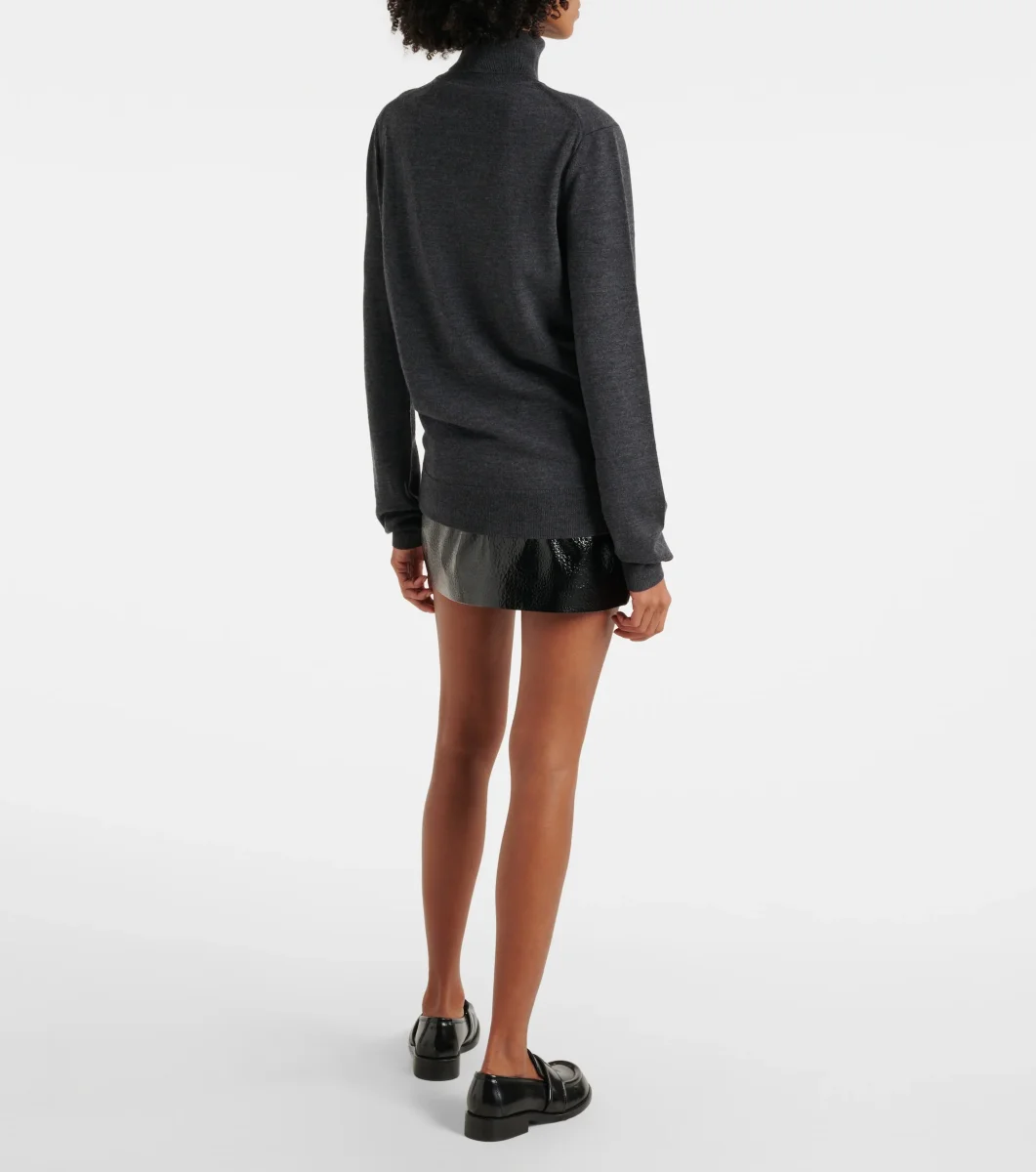 The Frankie Shop Grey Merino Wool Turtleneck Eve Sweater Jumper - Imagen 8