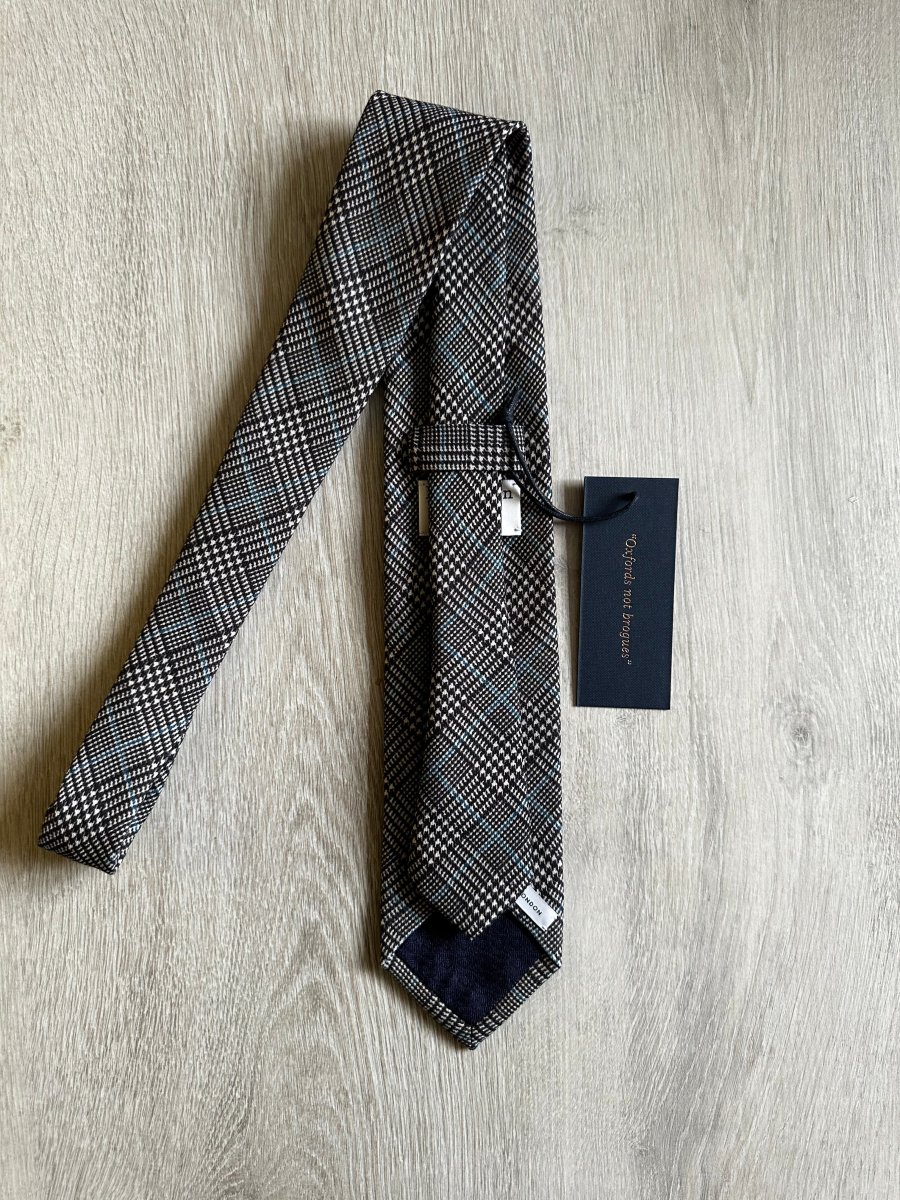 Drake's X Kingsman Prince Of Wales Check Grey Wool Tie - Imagen 4