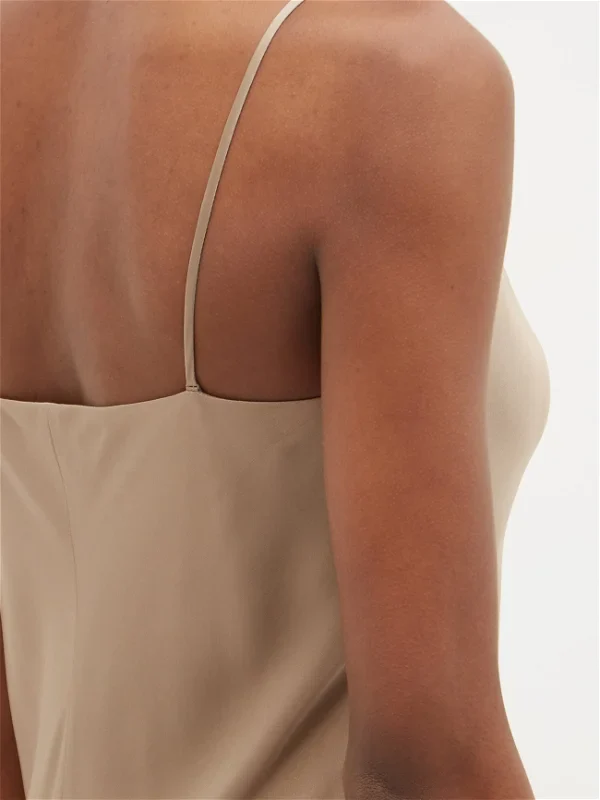 RAEY V-Neck Silk-Satin Beige Grey Maxi Dress - Imagen 7