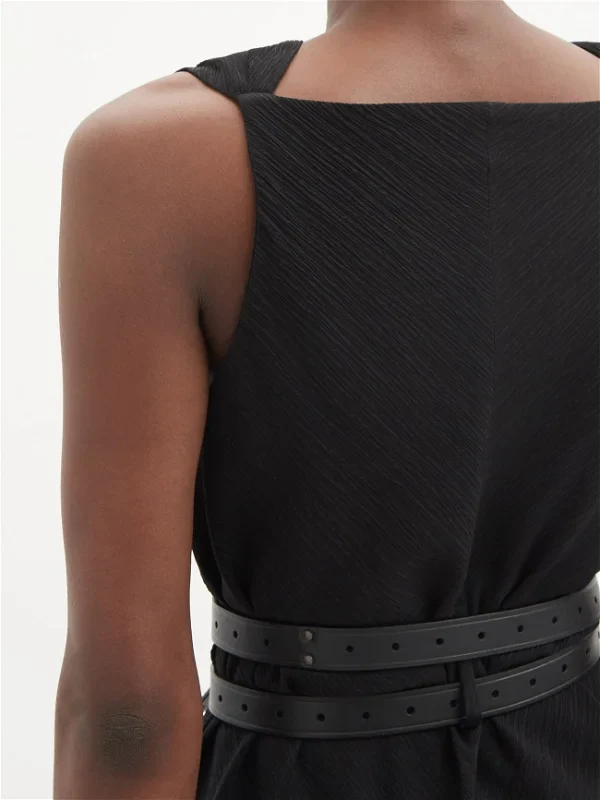 Raey Black Crinkled Silk Crepe Shift Dress - Imagen 3
