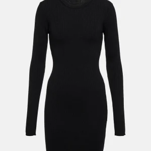 Wardrobe NYC Black Merino Wool Ribbed Knit Mini Jumper Dress