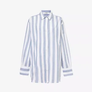 Anine Bing White Blue Striped Plaza Oversized Shirt