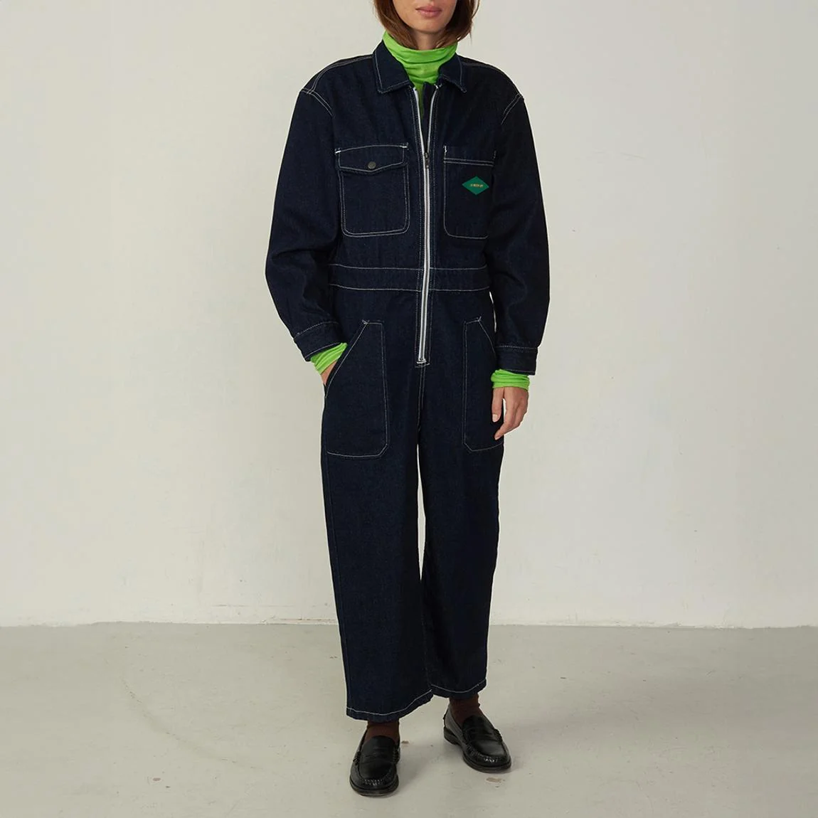 American Vintage Denim Dark Wash Boiler Jumpsuit - Imagen 7
