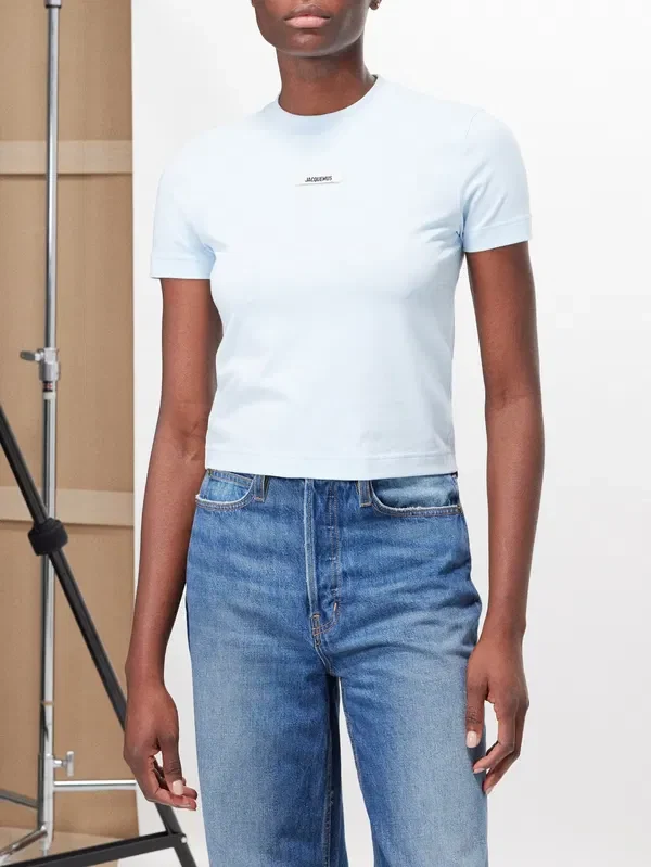 Jacquemus Grosgrain Logo Patch Cotton T-Shirt - Imagen 6