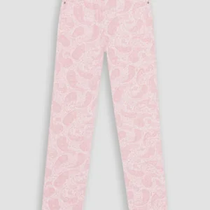 Ganni Pink Paisley-Print Organic Swigy Straight-Leg Jeans