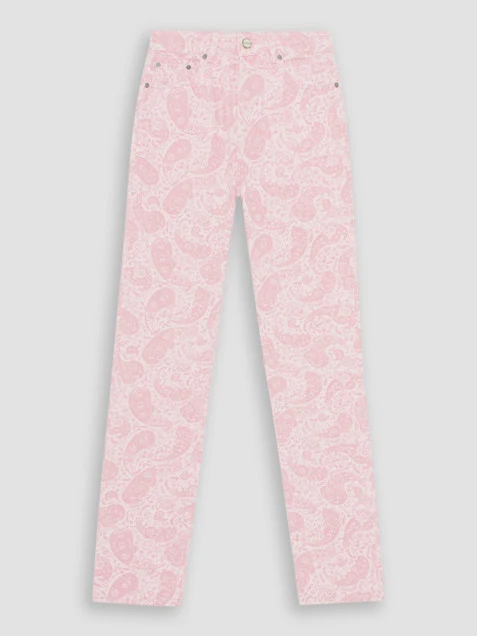 Ganni Pink Paisley-Print Organic Swigy Straight-Leg Jeans - Imagen 2