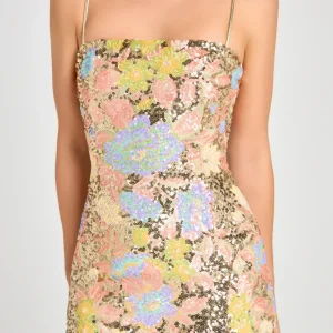 Nadine Merabi Leila Full Sequinned Embroidered Strapless Mini Dress