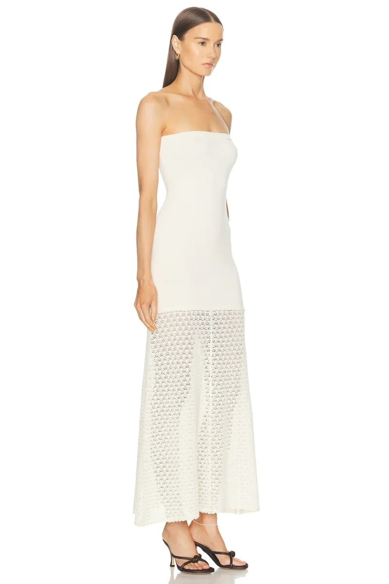 POSSE Romy Cream Crochet Knit Maxi Dress - Imagen 3