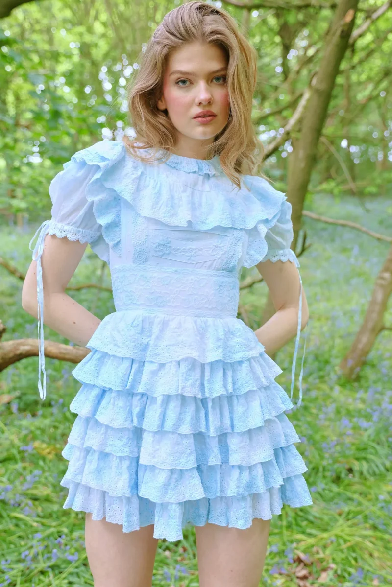 Amy Jane London Eidee Prairie Floral Embroidery Puff Sleeve Dress - Imagen 7