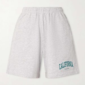 Sporty & Rich Unisex Grey California Print Cotton Shorts