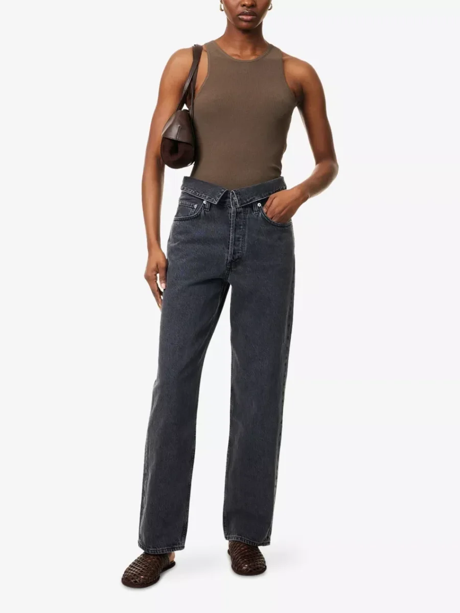 Agolde Echo Taper Leg Foldover Waist Denim Jeans - Imagen 7