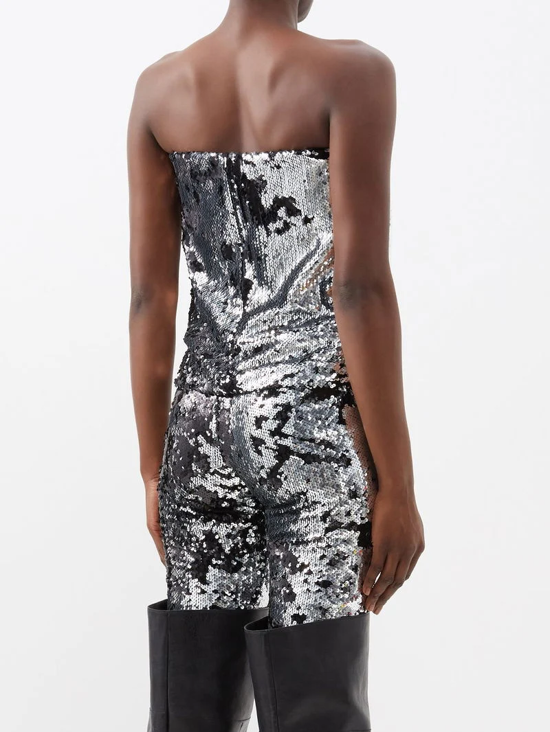 Isabel Marant Mandy Sequinned Embellished Plunge Bustier Top - Imagen 9