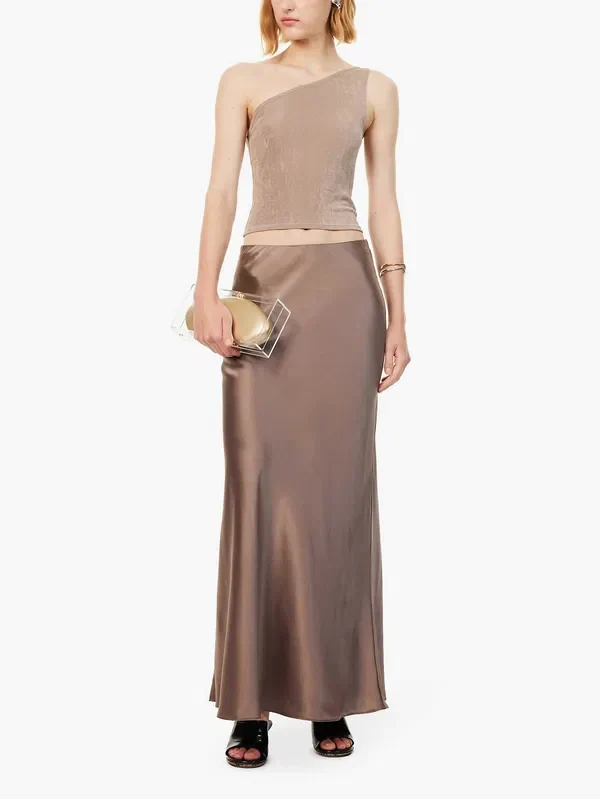 Reformation x Laura Harrier Taupe Maddie Knit One Shoulder Top - Imagen 3