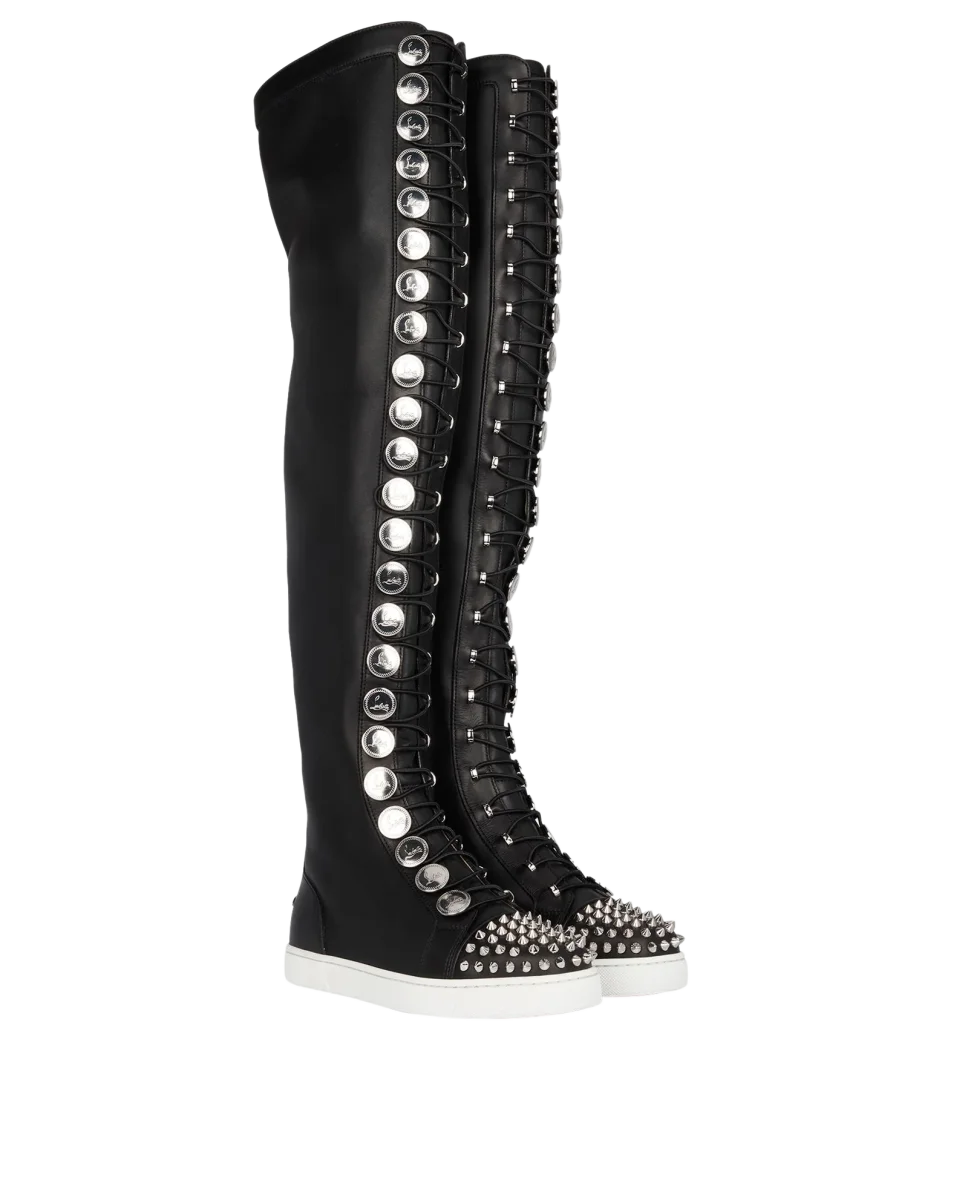 CHRISTIAN LOUBOUTIN BUCHETTA SPIKE TOE LACE UP BOOTS (EU 36)