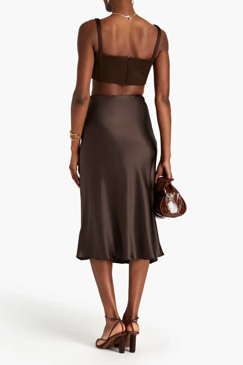 EMILIA WICKSTEAD Fabiola Brown Duchess Satin Crop Top - Imagen 4