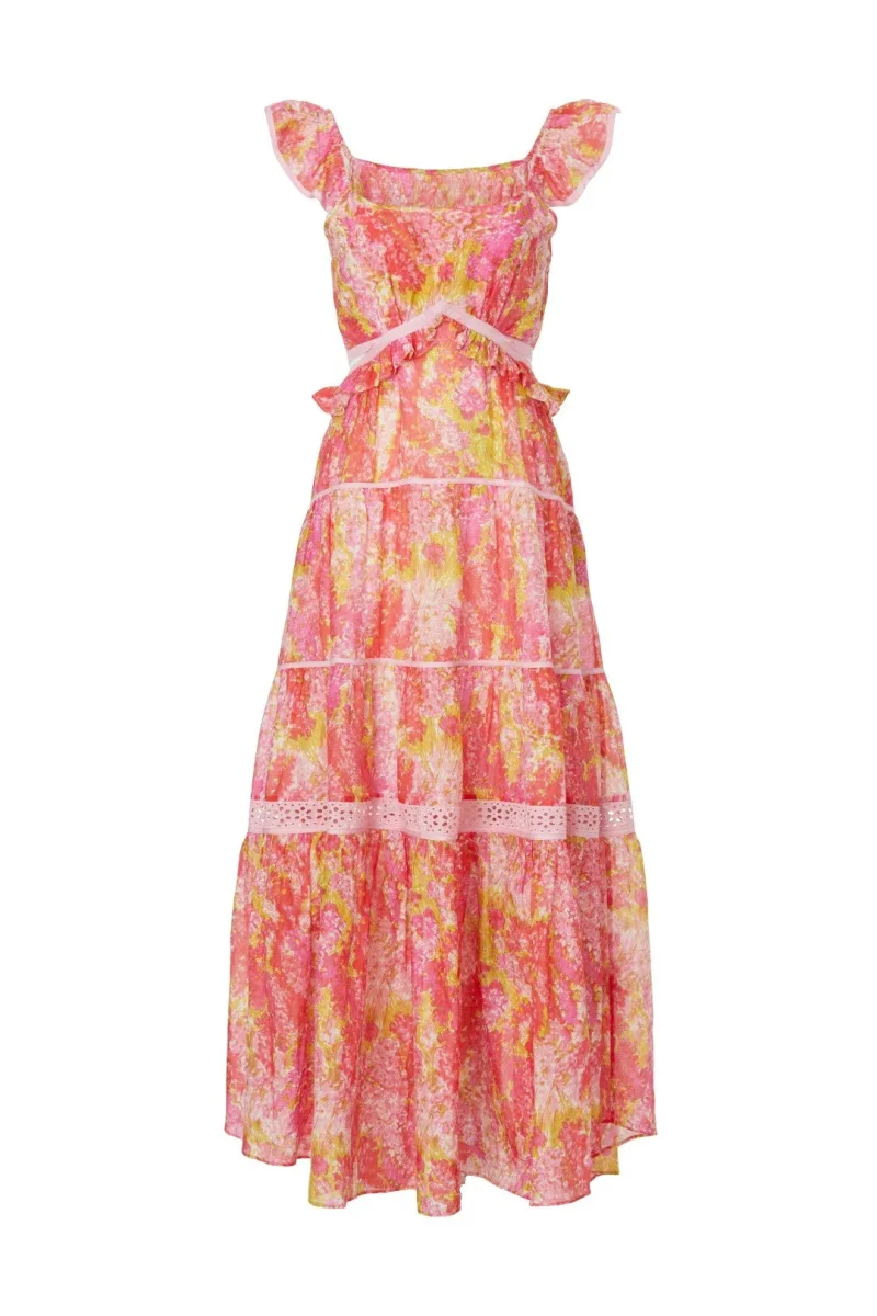 LoveShackFancy Madsen Pink Floral Pink Dress - Imagen 2