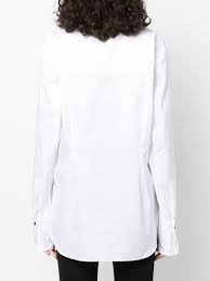 MAXIMILIAN DAVIS White Midnight Plastron Wrap Cotton Poplin Shirt - Imagen 6
